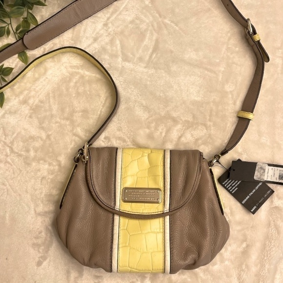NWT‎ MARC by Marc Jacobs Yellow/Grey Croc Leather Classic Q Karlie Shoulder Bag - Picture 1 of 10